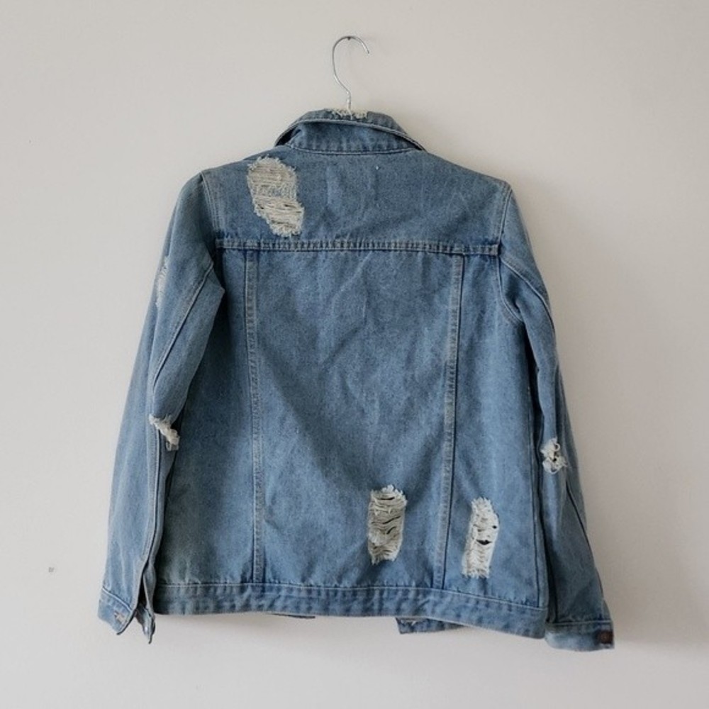 Thread & Supply Jean Jacket Distressed Denim Jean Jacket Medium - Picture 2 of 4